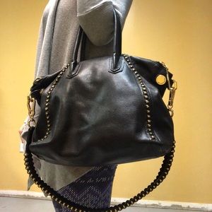 orYANY black leather bag with gold hardware